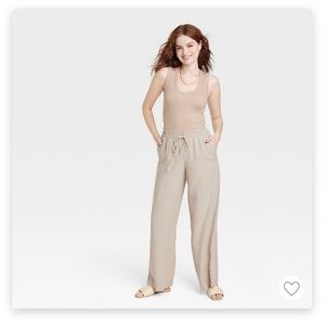 Women’s High Rise Wide Leg Linen Pull On Pants